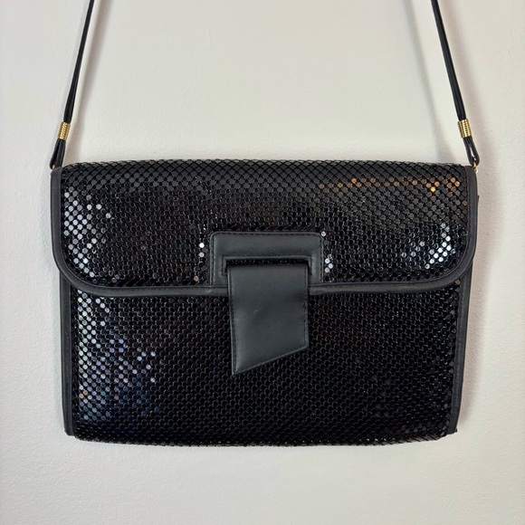 Whiting & Davis Handbags - Whiting & Davis black mesh purse / clutch with removable strap